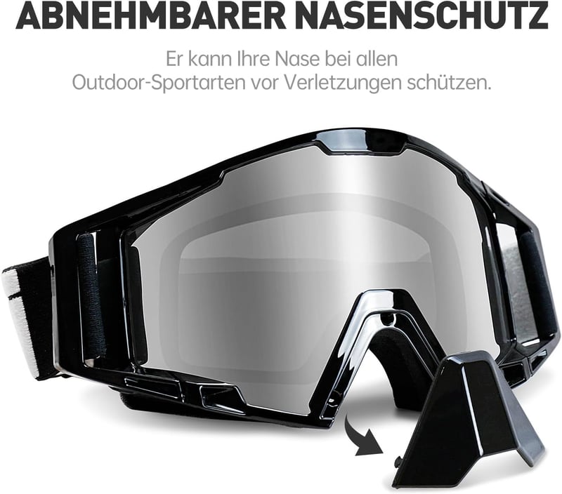 NENKI Motocross Szemüveg Orrvédővel - Fekete Unisex Motorozáshoz, Sízéshez, MTB-hez