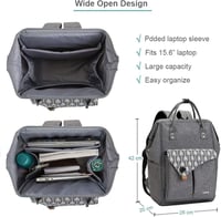 Lekesky női hátizsák 15,6"-os laptoptartóval, kábelrendezővel - Szürke 2