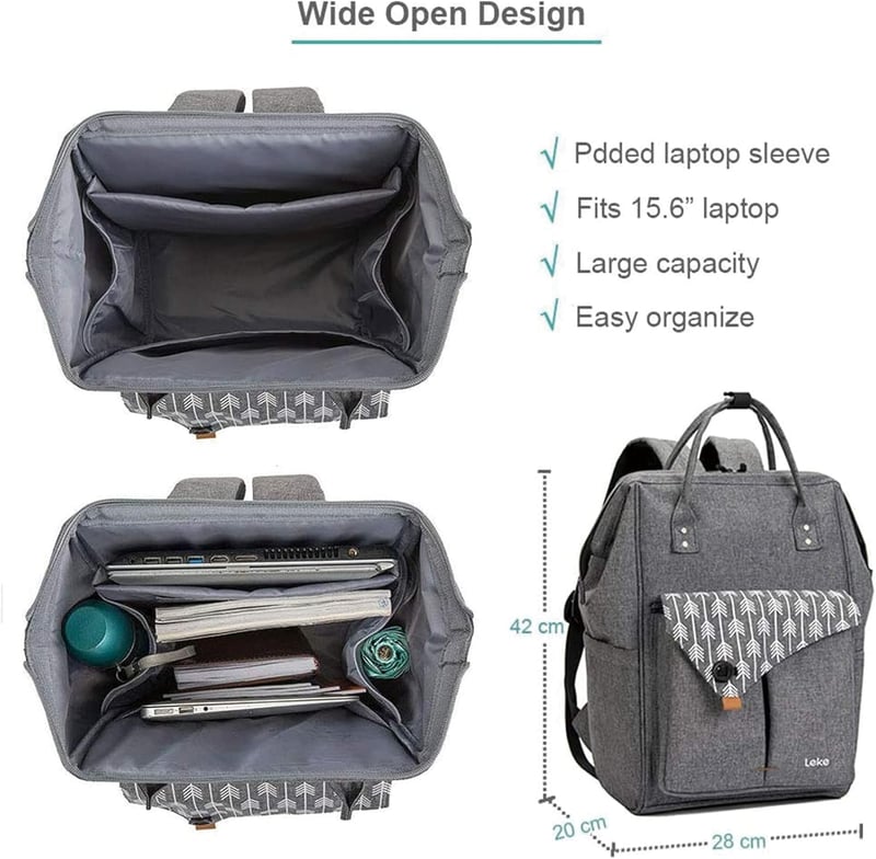 Lekesky női hátizsák 15,6"-os laptoptartóval, kábelrendezővel - Szürke