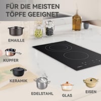 magicplux Üvegkerámia Főzőlap 2 Zónával, 29,5 cm, 9 Hőfokozat, Érintőgombos Vezérlés, Gyerekzár, Időzítő, 3400W, Minden Edénytípushoz Alkalm 6