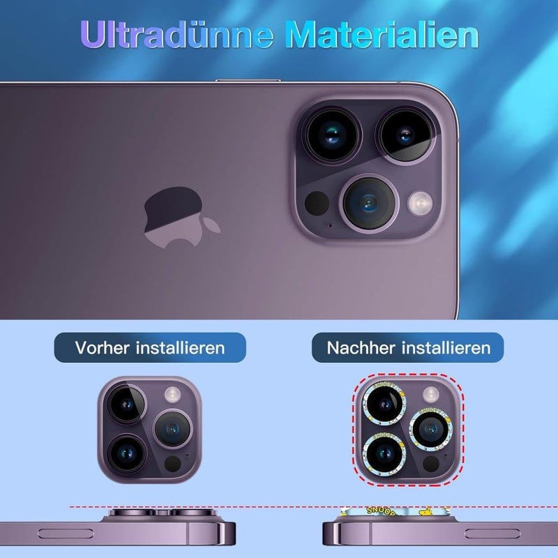 iPhone 14 Pro/Pro Max Kameravédő Üveg Alumínium Kerettel, 2 Darabos Szett