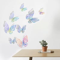 Fényes 3D pillangó falmatrica szett 120 db - Dekoratív fémhatású DIY lakásdekoráció 5