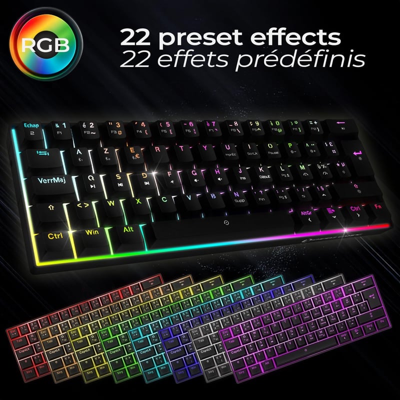 EMPIRE GAMING K246 Kompakt Vezeték Nélküli Gamer Billentyűzet TKL 65% WiFi Bluetooth Type-C MX Red Mechanikus Kapcsolókkal RGB Háttérvilágít