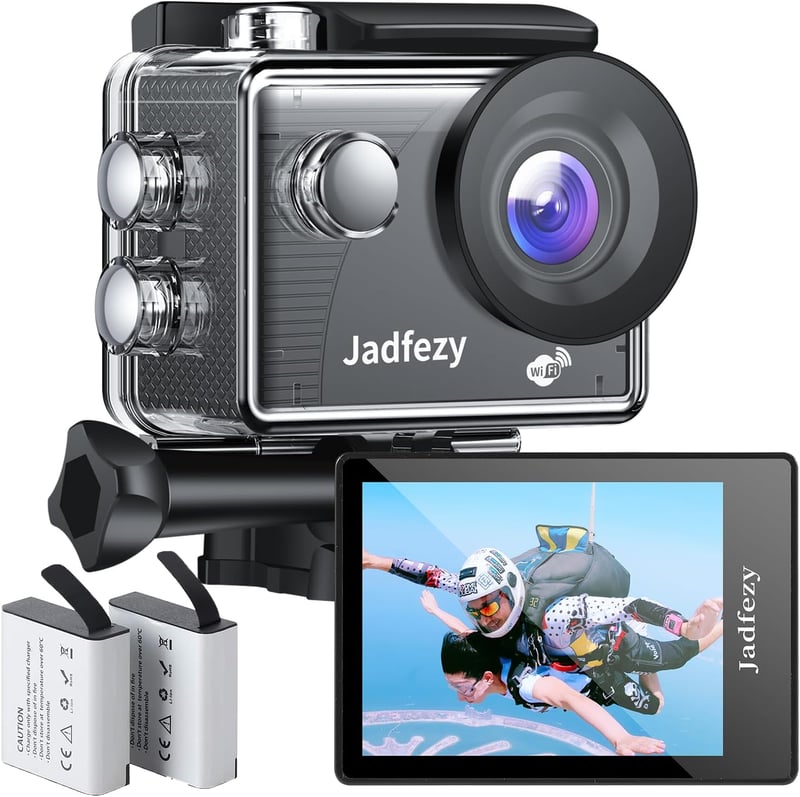 Jadfezy WiFi Akciókamera 1080P HD, 30m Vízálló, 2 Akkumulátorral és Tartozékokkal