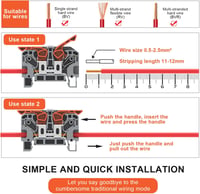SRJQXH DIN Sínes Sorkapocs, Gyors Vezetékkötő Blokk, Lángálló, 0.5-2.5 mm² Kábelekhez, Elektromos Csatlakozó Elosztó, 32A, Réz, Szerelhető 3