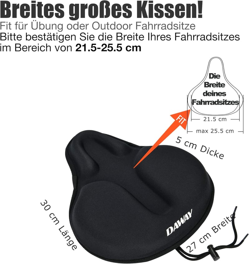 Daway C6 Extra Széles Gél Nyeregvédő - Kényelmes Üléshuzat Spinning, MTB és Városi Kerékpárokhoz