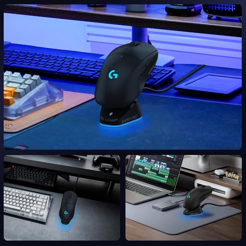 Logitech és Razer egér vezeték nélküli töltőállomás - Kompatibilis G Pro X, G903, G703, G502, DeathAdder V2 Pro