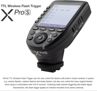 Godox Xpro-S 2.4GHz Vezeték Nélküli Vaku Kioldó Sony Kamerákhoz - 1/8000s HSS TTL Távkioldó A7II A7 A99 A9 A7R ILCE-600L Kompatibilis 2