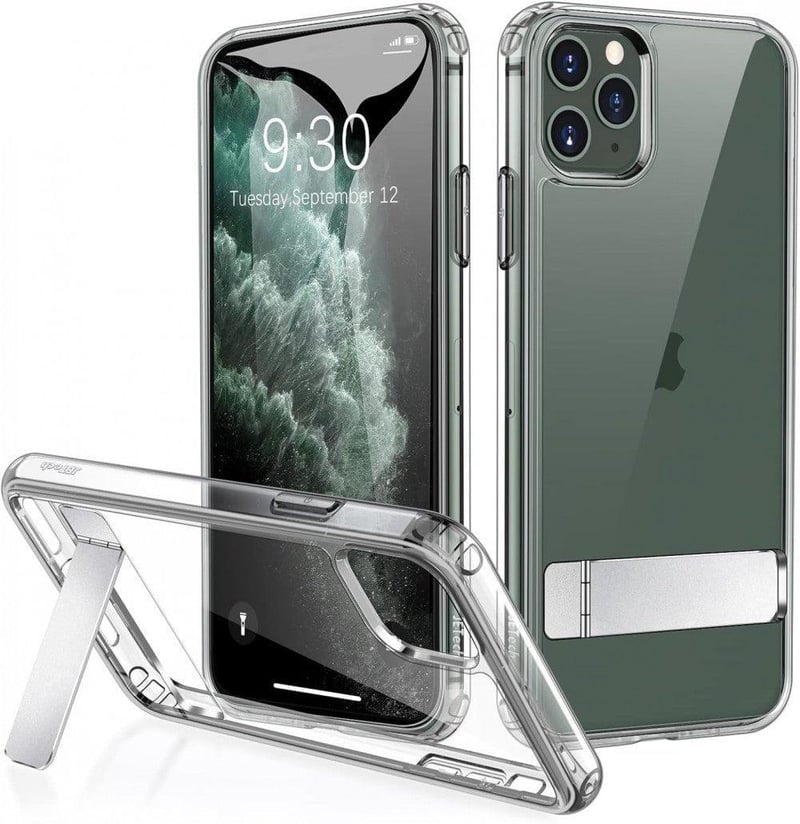 Apple iPhone 11 Pro Átlátszó Szilikon Tok Beépített Állvánnyal