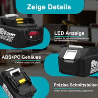 Energup 18V 8000mAh Li-ion Akkumulátor Csomag (2db) - Kompatibilis Makita BL1860B BL1850 BL1840 BL1830 Szerszámokkal - LED Töltésjelzővel 3