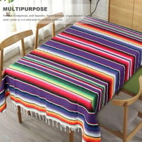 Happysnow Mexikói Pamut Asztalterítő - Lila Csíkos Többfunkciós Takaró Esküvői Dekorációhoz, Jóga Alátétnek, 150 x 200 cm, Kézzel Mosható 9