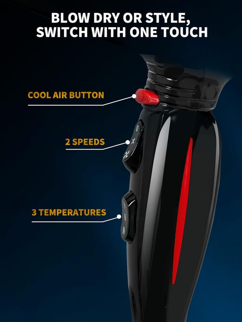 Professional Hair Dryer 2400W Ionos Hajszárító Diffúzorral - 40 Millió Negatív Ion, 3 Hőfokozat, 2 Sebesség, Gyors Szárítás, Fényes Haj, Fek