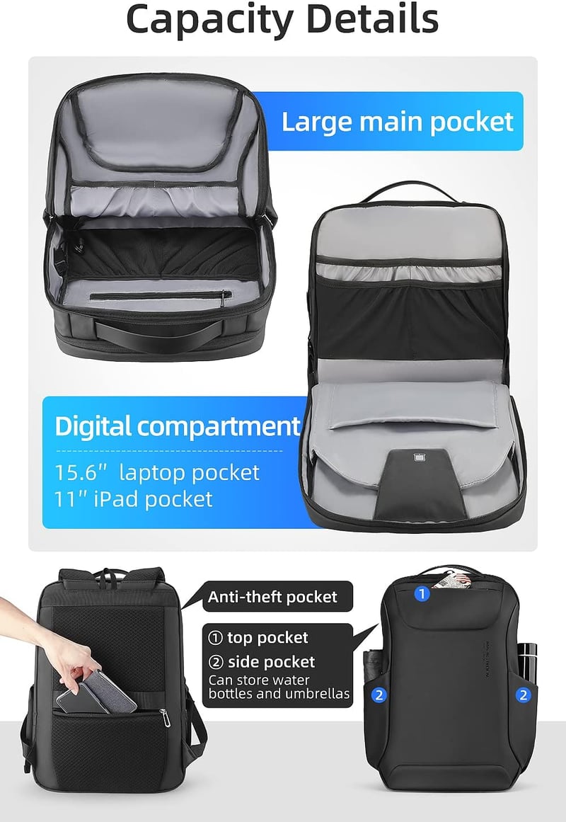 MARK RYDEN Vízálló Üzleti Laptop Hátizsák 15,6" - Csúszásmentes Talppal, Iskolába és Utazáshoz