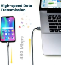 RAMPOW 1m-es Micro USB gyorstöltő kábel, 2db szürke - Felújított 4
