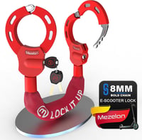 Mezelon 8 mm-es E-Roller Piros Lakat | Lopásgátló Bilincs Zár Elektromos Roller, Kerékpár, E-Bike és Motor Számára - Acél 1