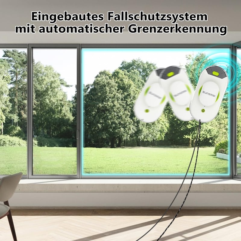 SUNSMAI S60-1A Mini Zöld Ablaktisztító Robot Kettős Permetezővel, 3800Pa Erős Tapadás, Elektromos Automata Ablaktisztító Vízpermetező Funkci