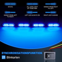 Dinfu 4x12 LED Kék Villogó Fény - 12V/24V Autó Stroboszkóp 21 Villogási Móddal - IP67 Vízálló Figyelmeztető Fénysáv Teherautókhoz, Traktorok 2