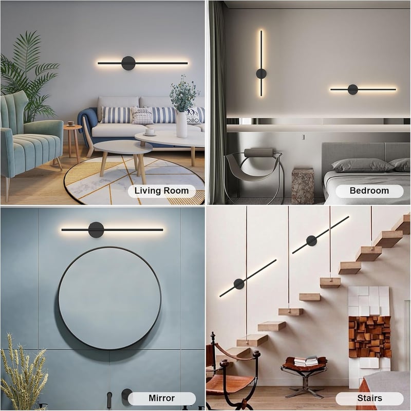 Aipsun Akkumulátoros Fali Lámpa 10000 mAh - 80 cm Távirányítós LED Világítás Időzítővel, Fényerőszabályzóval, Vezeték Nélküli Modern Fekete 