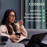 Coninx Fekete Müzlis Pohár - Hordozható, Szivárgásmentes, 2 Rekeszes Joghurtos Tároló 2