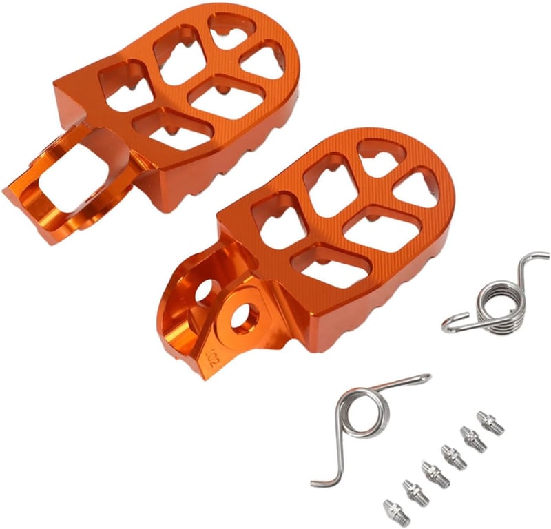 JFG RACING CNC Alumínium Lábtartó KTM SX SX-F EXC XC MC TC FC TE FE TX FX Motorokhoz - Széles, Csúszásmentes, Narancssárga