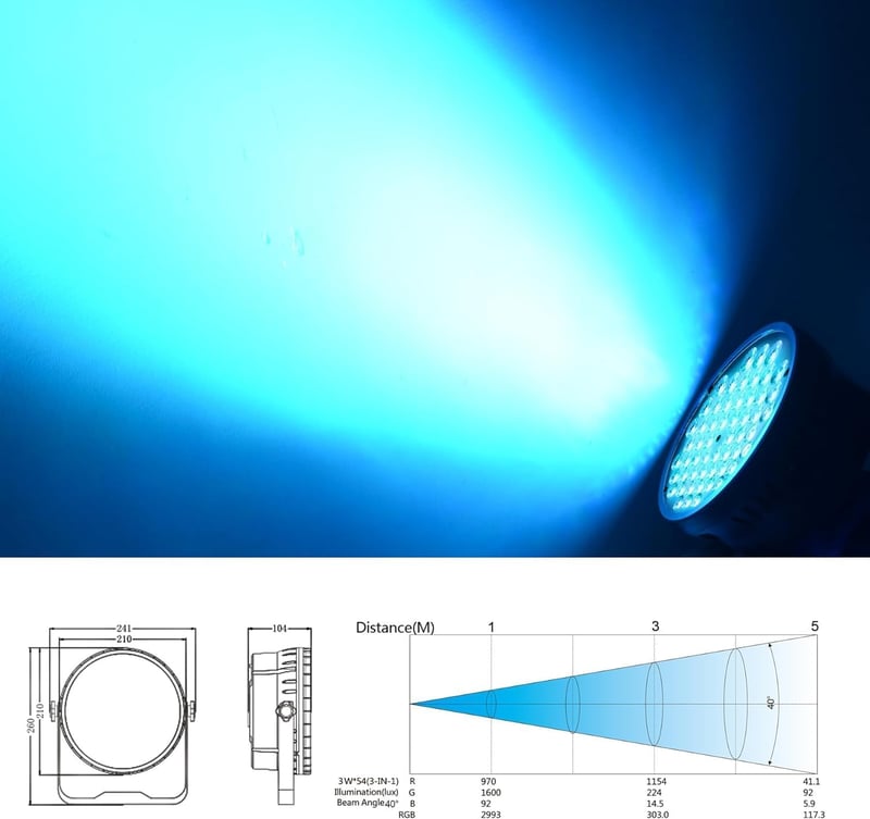 BETOPPER 54x3W RGB LED Par lámpa, DMX512 vezérléssel, 7 színű diszkófény