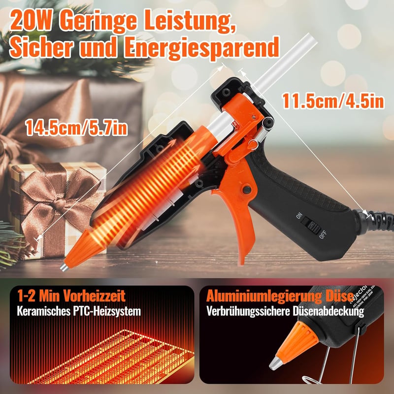 Kejector Tűzálló Ragasztópisztoly 30 db Pálcikával - 20W Mini Kézműves Eszköz Gyors Melegítéssel, Otthoni és Irodai Javításokhoz, Barkácsolá