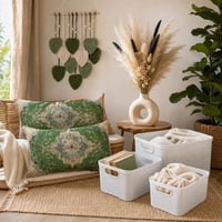 Boho set: 2x obliečka + makramé dekorácia + 3x košík + 120x pampová tráva + keramická váza 1