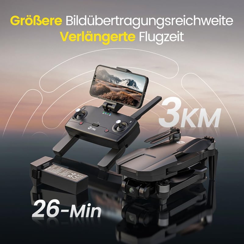 Holy Stone HS720R 4K Drón 3 Tengelyes Gimballal - GPS, EIS Képstabilizátor, 3000m Hatótáv, Összecsukható, Követés Funkcióval, Automatikus Vi