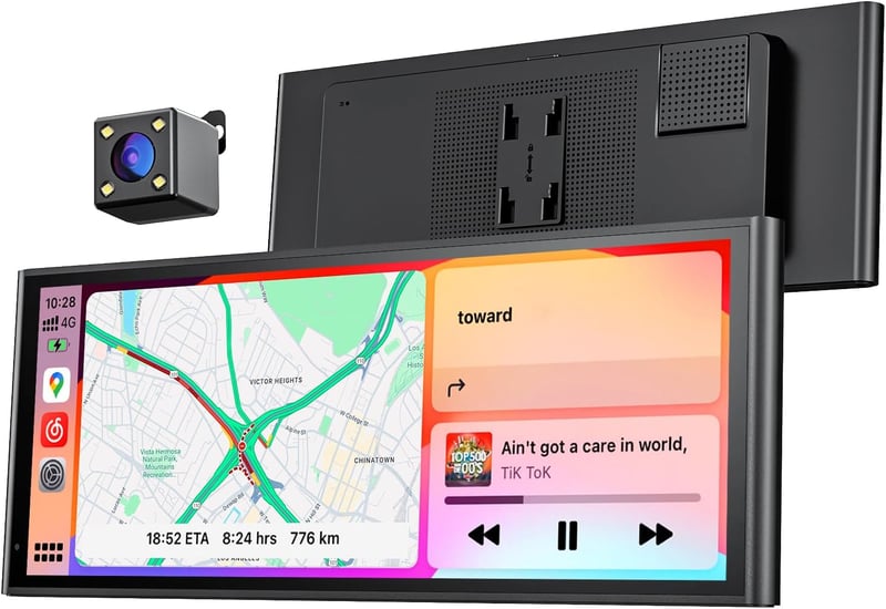 Krunia 9,26" Display Portabil Wireless CarPlay - Suport Apple CarPlay & Android Auto, Cameră de Marșarier, Actualizare OTA, Navigație GPS