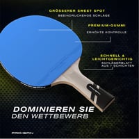 PRO-SPIN Kék Limitált Kiadású Karbon Asztalitenisz Ütő Prémium Gumival és Tokkal 6