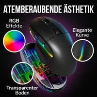 KLIM Blaze X RGB Vezeték Nélküli Gamer Egér - Újratölthető, Töltőállomással, 12000 DPI, PC/PS5/PS4/Mac Kompatibilis, Fekete 4