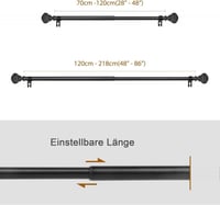Kihúzható fekete függönyrúd 120-240 cm, 16 mm átmérő 6