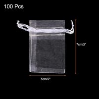 Fehér organza ajándékzacskó 100db - 5x7cm, esküvőre, partira 2