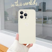 iPhone 13 Pro Max Fehér Szívecskés Lányos Ütésálló Szilikon Tok 5