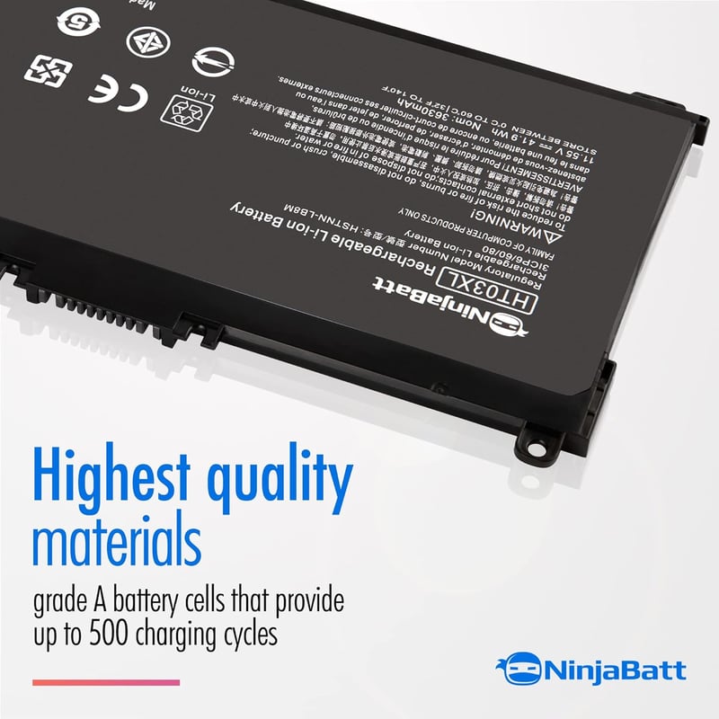 NinjaBatt HT03XL Laptop Akkumulátor HP Pavilion 15-cs 15-da 14-dk 14-cf Sorozathoz - 11.55V 3630mAh Csereakkumulátor 12 Hónap Garanciával