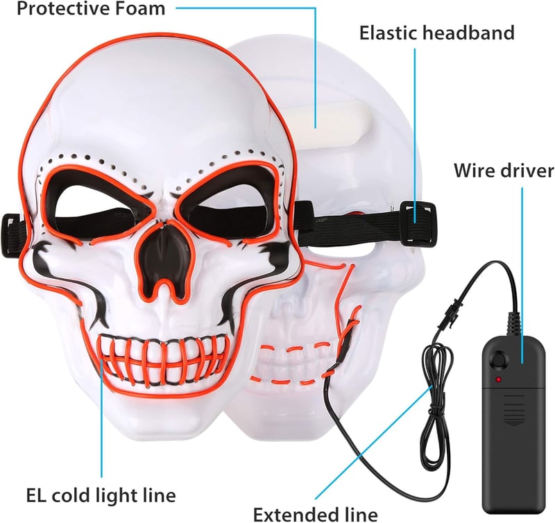Molbory Piros LED Purge Maszk 3 Világítási Móddal Halloween Partikra