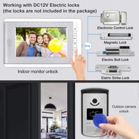 Uoweky RFID videós kaputelefon rendszer, 7" TFT kijelzővel, 1 kamera, 2 monitor + 10 db kék kulcstartó 5