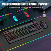 RedThunder K20 Vezeték Nélküli Gaming Billentyűzet és Egér Szett, RGB Háttérvilágítás, QWERTZ, 4800DPI, Újratölthető, PC/Mac Kompatibilis 2