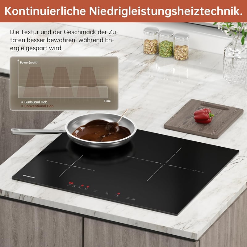 Gudsunal Indukciós Főzőlap, 60 cm, 7200 W,  Booster, 9 Hőfokozat