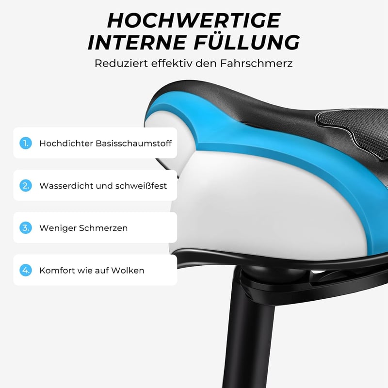 YOUNGDO Kerékpár Nyereg - Gél Üléspárna, Ergonomikus, Légáteresztő, Ütéselnyelő, Vízálló Borítással - Országúti, MTB és Városi Biciklikhez, 