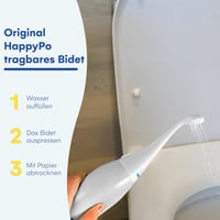 HAPPYPO Po Shower 2.0 Fehér Hordozható Bidé - Intim Zuhany Utazótáskával, Nedves Törlőkendő Helyettesítő, Víztisztítás WC Papír Megtakarítás 2