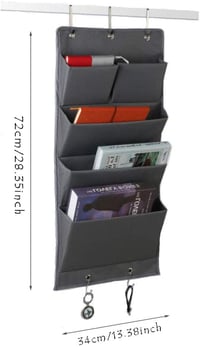 Easybuy Oxford Szövet Függő Szervező 4 Rekesszel és 5 Akasztóval - Összecsukható Ajtóra Szerelhető Tároló Törölközőknek, Irodai Kellékeknek  2