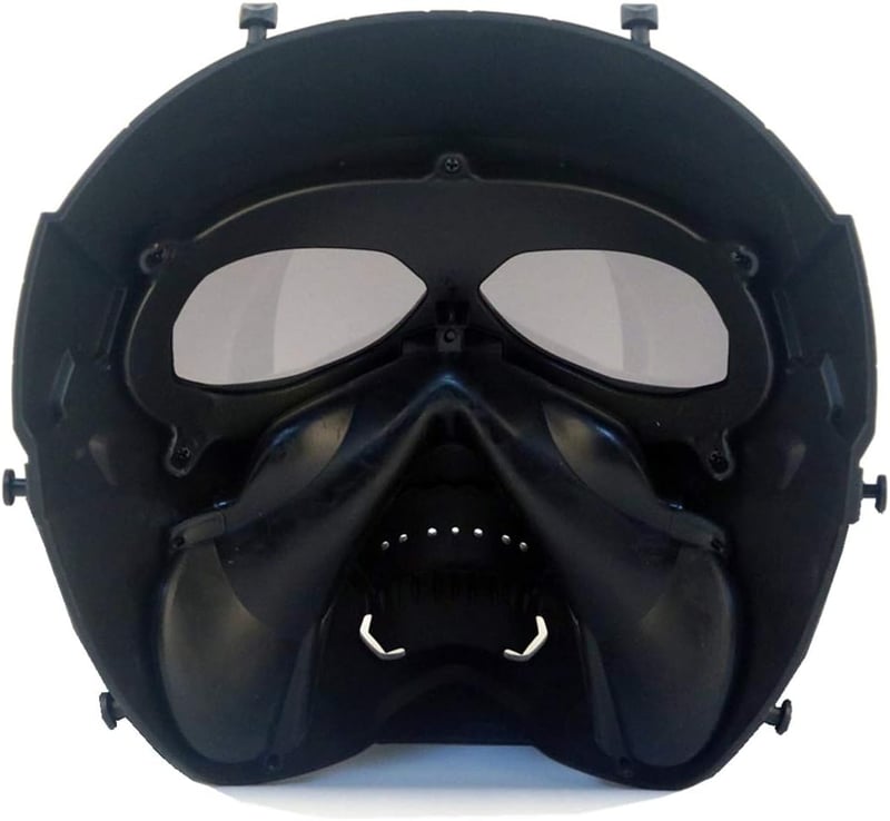 WISEONUS Airsoft Taktikai Koponya Maszk - Teljes Arcvédő Szürke Lencsével, Paintball, Vadászat, CS Játék és Halloween Jelmezhez - Ütésálló T