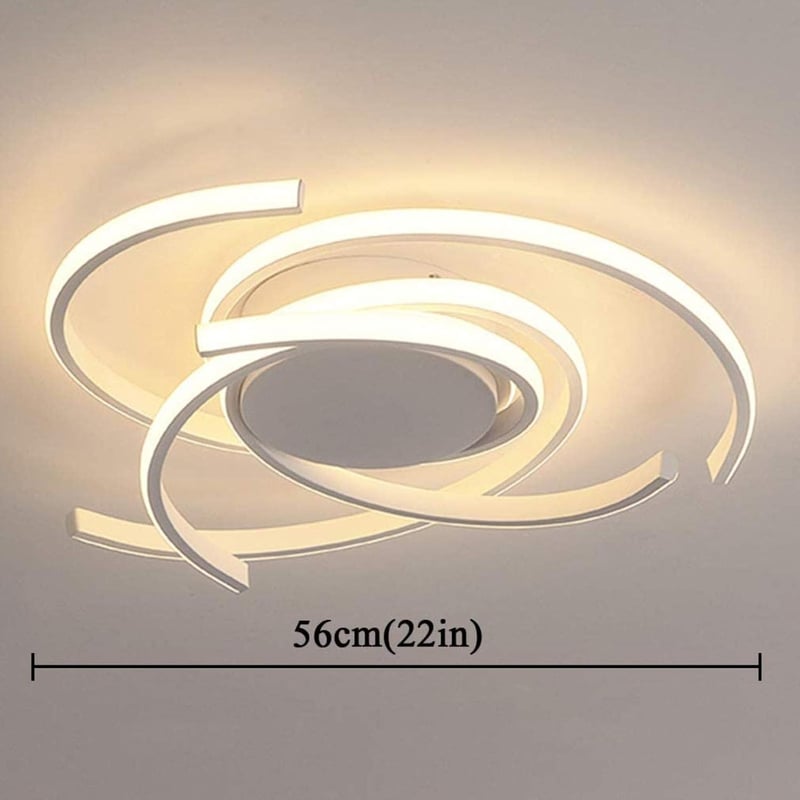 minifair Modern LED Mennyezeti Lámpa Távirányítóval - Spirál Virág Dizájn, Fehér, Fényerőszabályozható, Konyhasziget és Étkezőasztal Világít