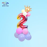 Rózsaszín-Arany 2-es Szám Lufi Szett Koronával - Születésnapi Dekoráció 4