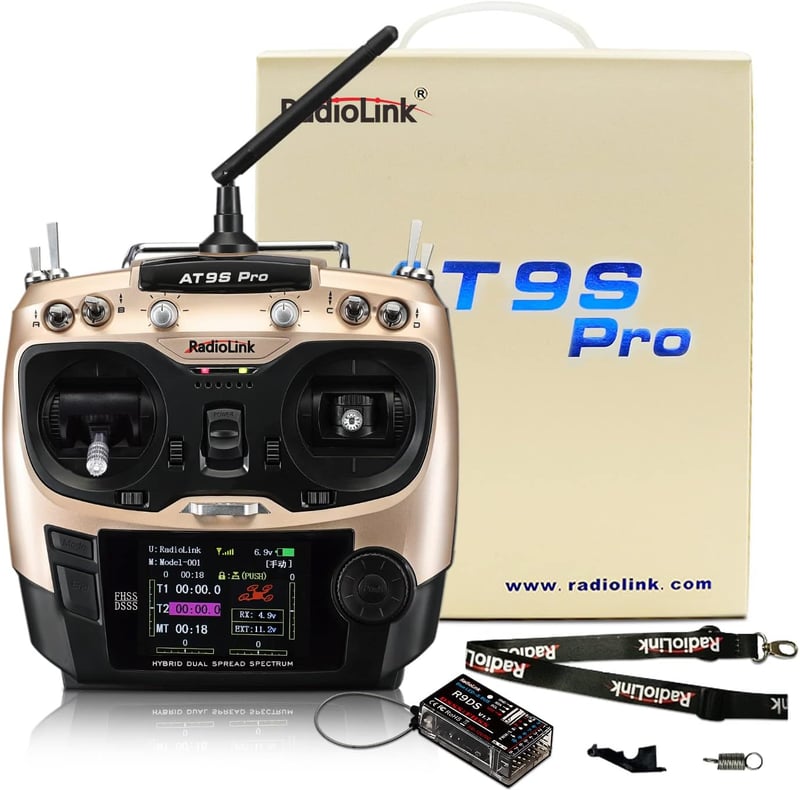 Radiolink AT9S Pro 12 csatornás RC távirányító R9DS vevővel drónokhoz, repülőkhöz