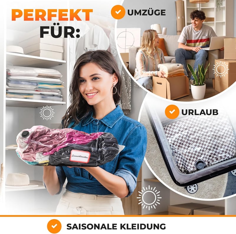 PACKDUDE Vákuumzsák Ruhákhoz 60x40 cm - 3 db Kis Méretű, Strapabíró Tároló Tasak Szeleppel, Utazáshoz és Helytakarékos Tároláshoz