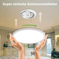 zemty LED Mennyezeti Lámpa Radar Mozgásérzékelővel, 19W 4000K, 1800LM, IP44 Vízálló, Kerek Lapos Fali Lámpa Folyosóra, Garázsba, Erkélyre 5