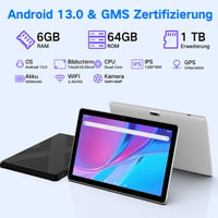 Winsing 10" Android 13 Tablet, 6GB RAM, 64GB Tárhely, Bővíthető 1TB-ig, Kék-Fehér Tokkal, 5MP+8MP Kamera, HD IPS Kijelző, WiFi, Bluetooth 5. 2