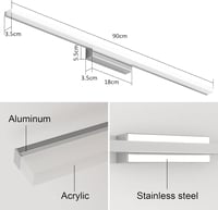 Klighten LED Fürdőszobai Tükörvilágítás 90 cm 20W IP44 Meleg Fehér 3000K Fali Lámpa Érintőkapcsolós 1300 Lumen Alumínium Modern 5